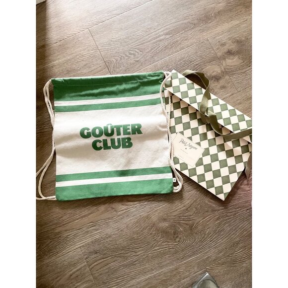 NWOT SEZANE green Drawstring bag canvas BagGouter Club gift bag set - Picture 1 of 3